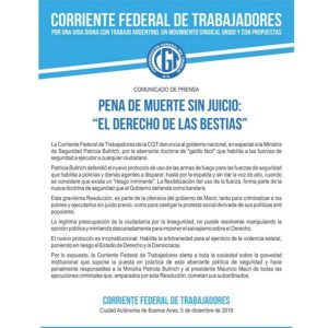 Lee más sobre el artículo CFT Argentina alertó sobre la puesta en práctica del protocolo de seguridad